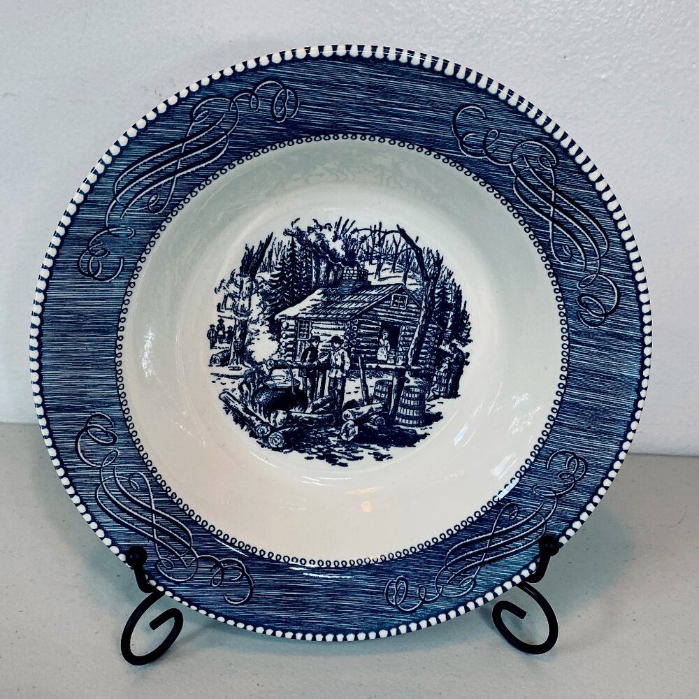 VNTG Currier & Ives Royal 9.25" Vegetable/Serving Bowl Maple Sugaring EUC U.S.A.